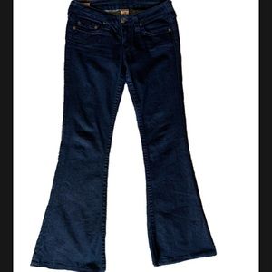 True Religion Carrie Dark Wash Flares Low Rise, 30